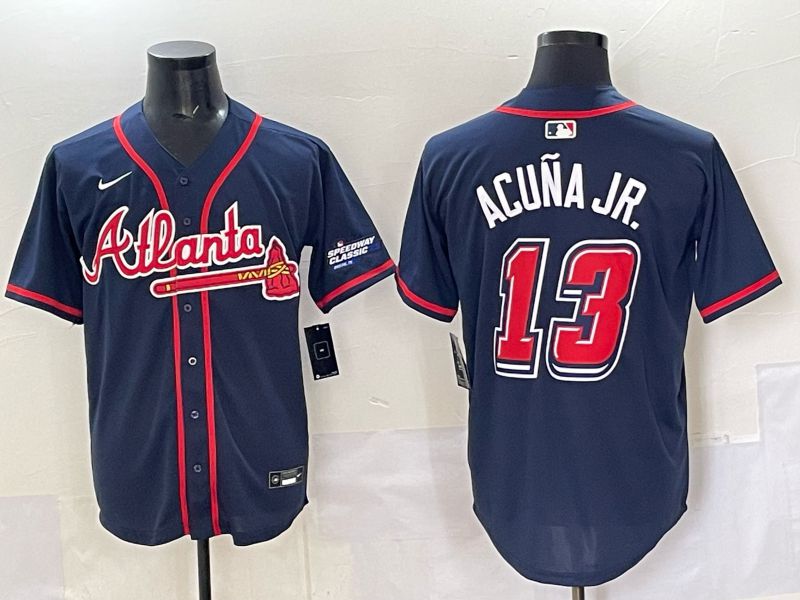 Men Atlanta Braves #13 Acuna jr Drak Blue Nike 2025 MLB Jersey style 02->atlanta braves->MLB Jersey